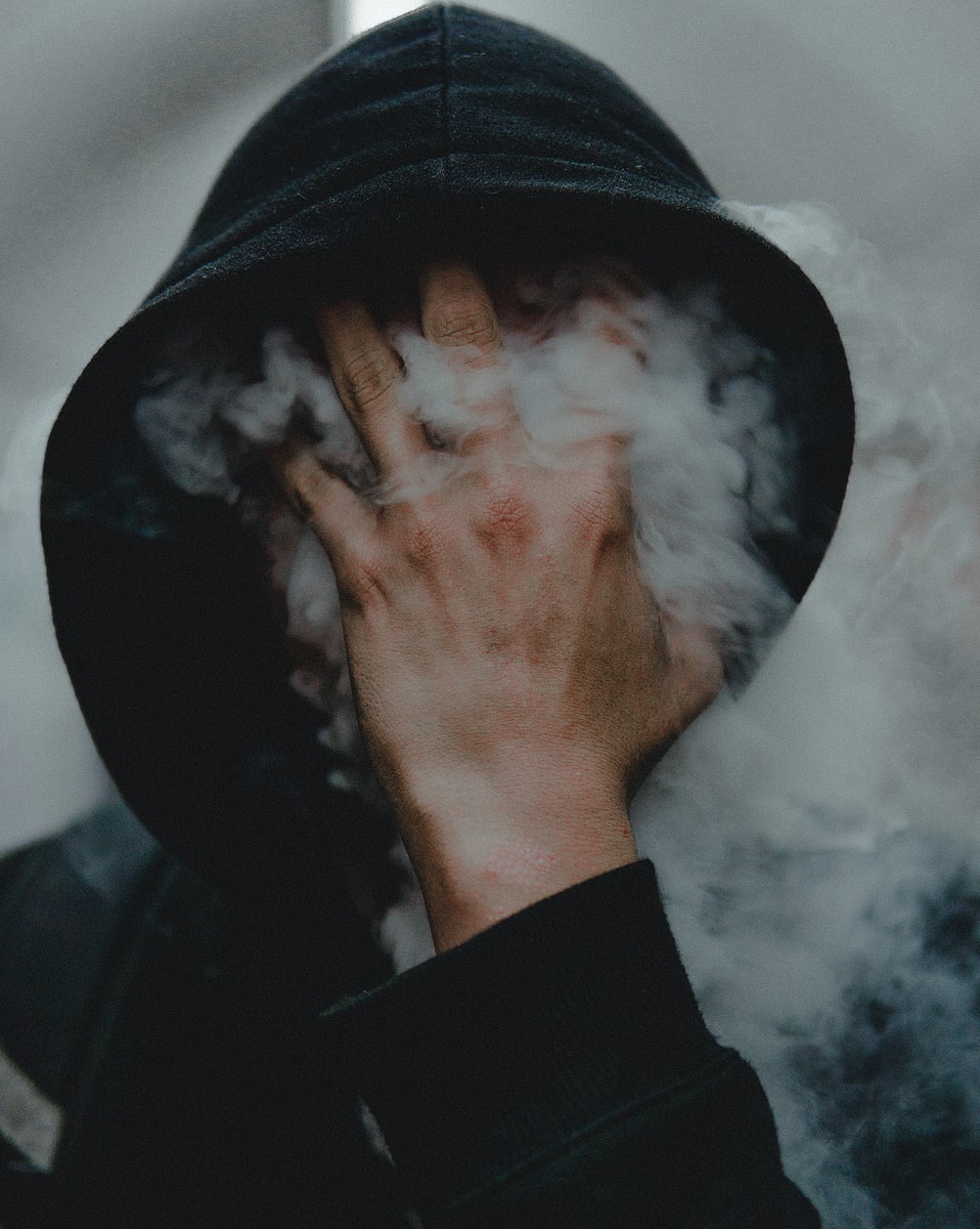 black hoodie smoke weed